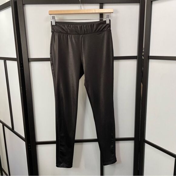 [M] Zara Women’s Black Sheen Faux Leather Leggings / Tights / Everyday - Picture 3 of 16